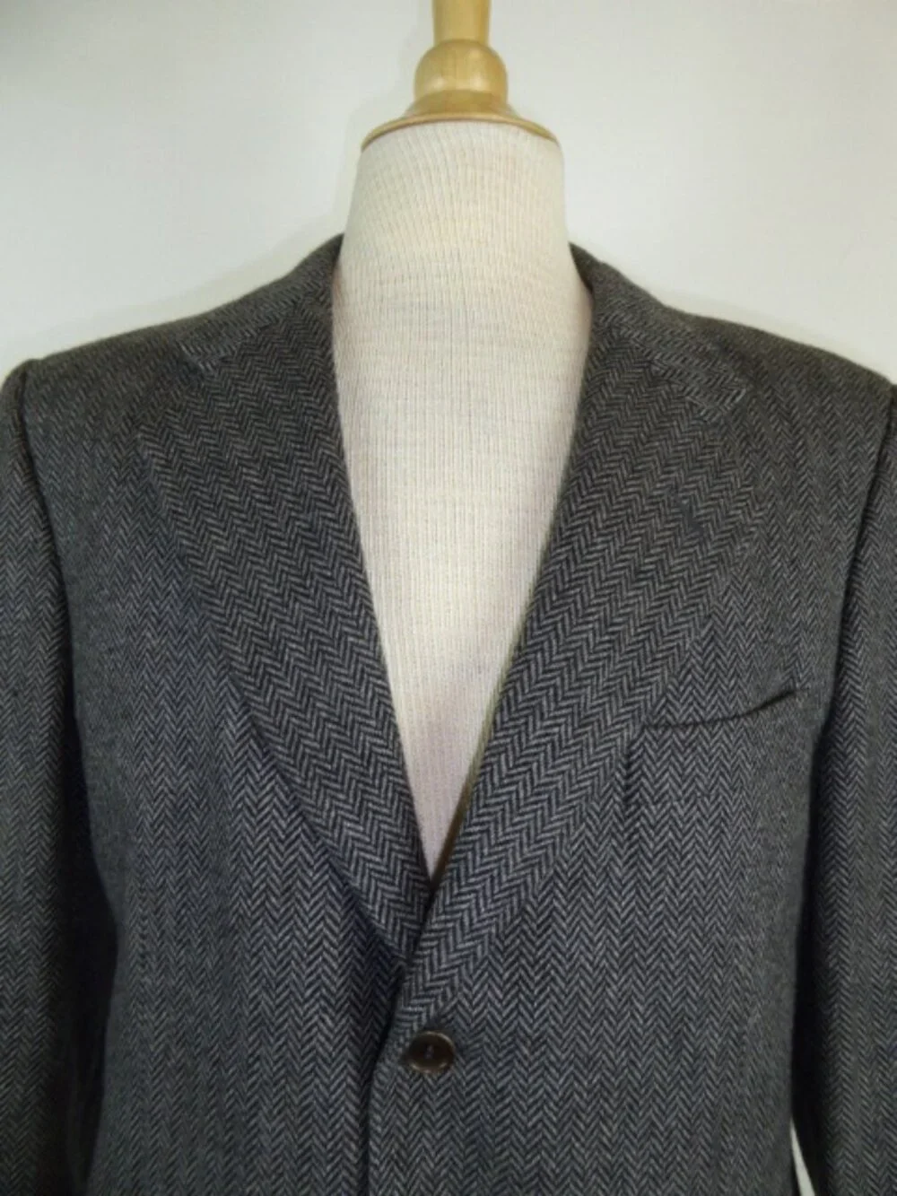 PROTAGANIST Black herringbone cashmere blazer 40